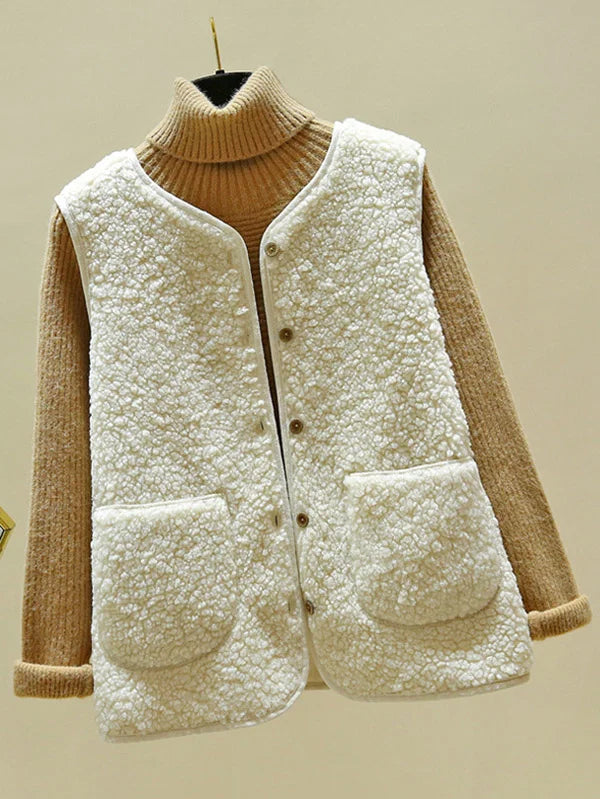 Tinatin | Warm Sleeveless Layering Gilet in White