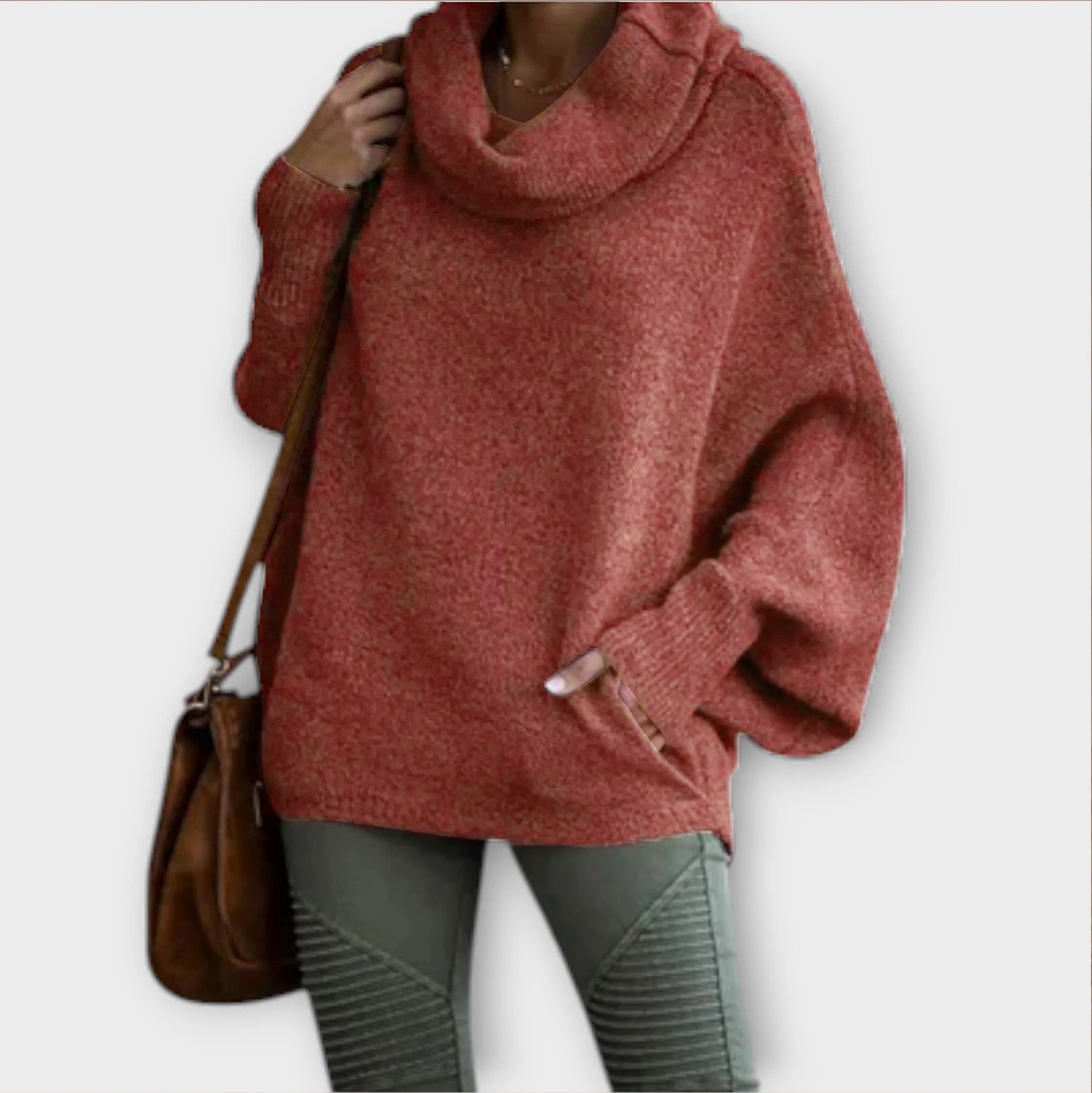 Women's jumper with a roll neckline, long sleeves and dropped shoulders