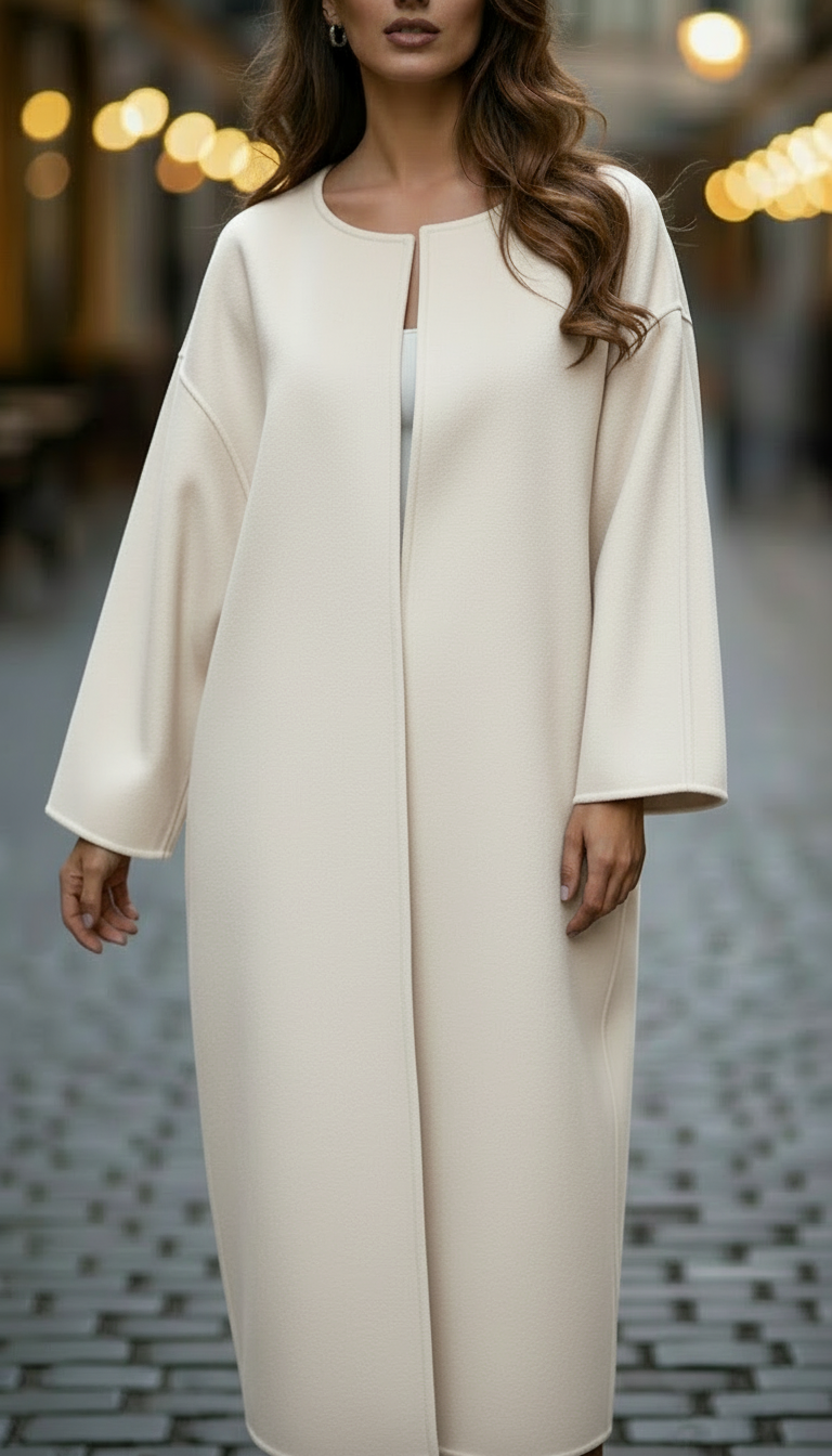 Dinah | Long Collarless Coat