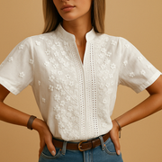 Dalena | Lace-Detail Short-Sleeve Blouse