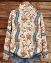 Paola | Striped Cardigan With Climbing Rose