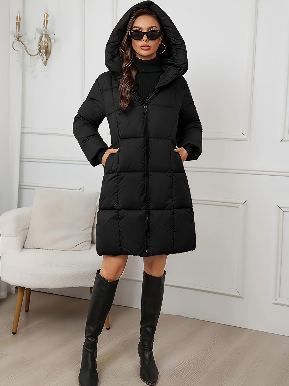 Ione | Long Hooded Puffer Coat
