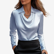 Kamie | Collared Cowl-Neck Blouse