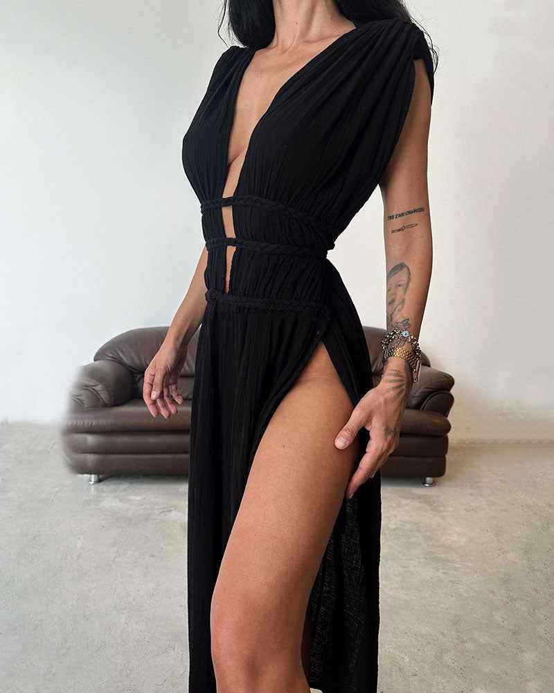 ZOLLA | SLEEVELESS V-NECK DRESS