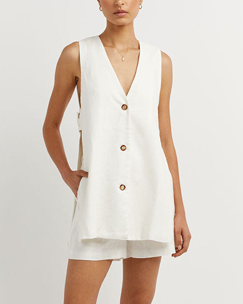 FIONA | BUTTON-FRONT SLEEVELESS CO-ORD SET
