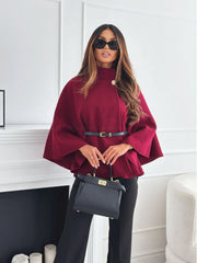 Heledd | Belted High-Neck Structured Jacket in Beige