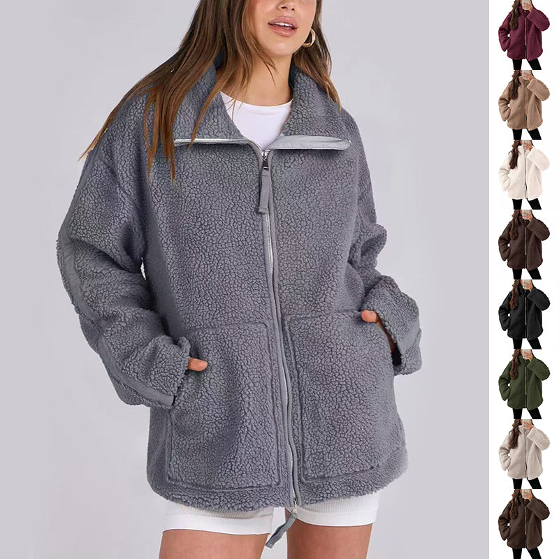Denisha | Stand-Collar Textured Zip Jacket