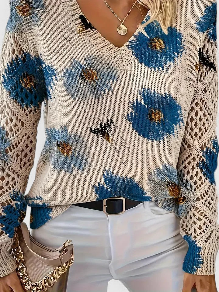 Raizel | Floral Open-Knit Jumper