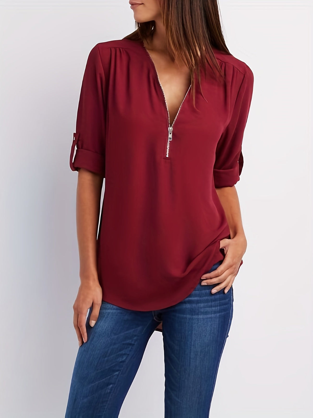 Everlena | Zip-Neck Blouse