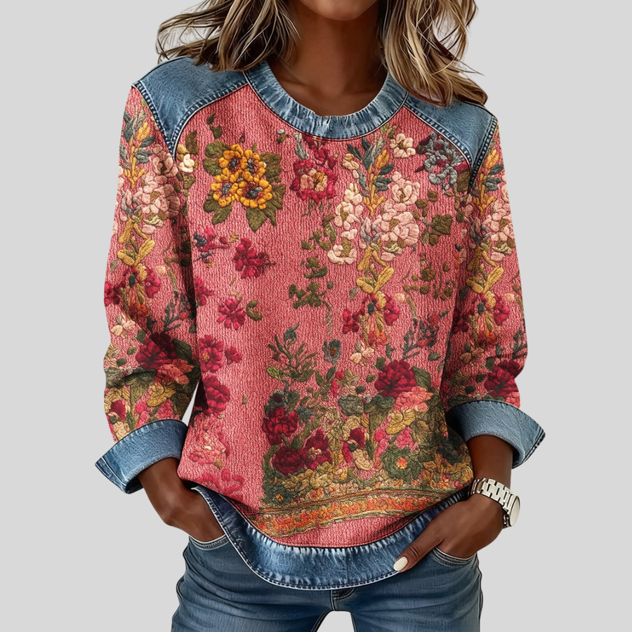 Floral Tapestry-Print Sweatshirt, front view.
