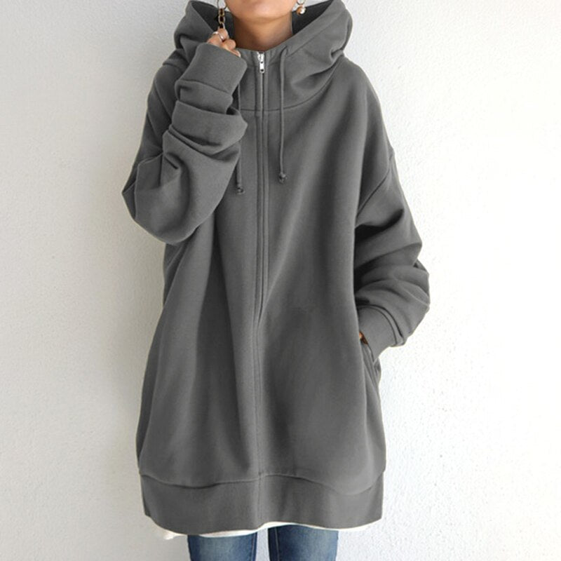 Zoila | Longline Zip-Neck Hoodie