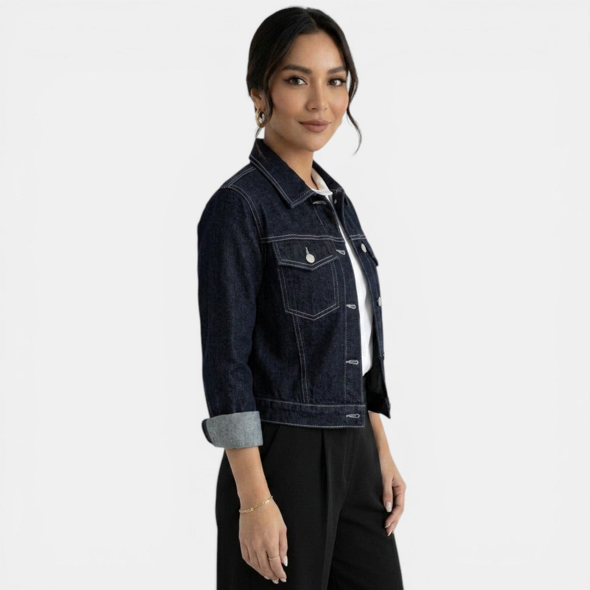 Bree | Cropped Button-Front Denim Jacket