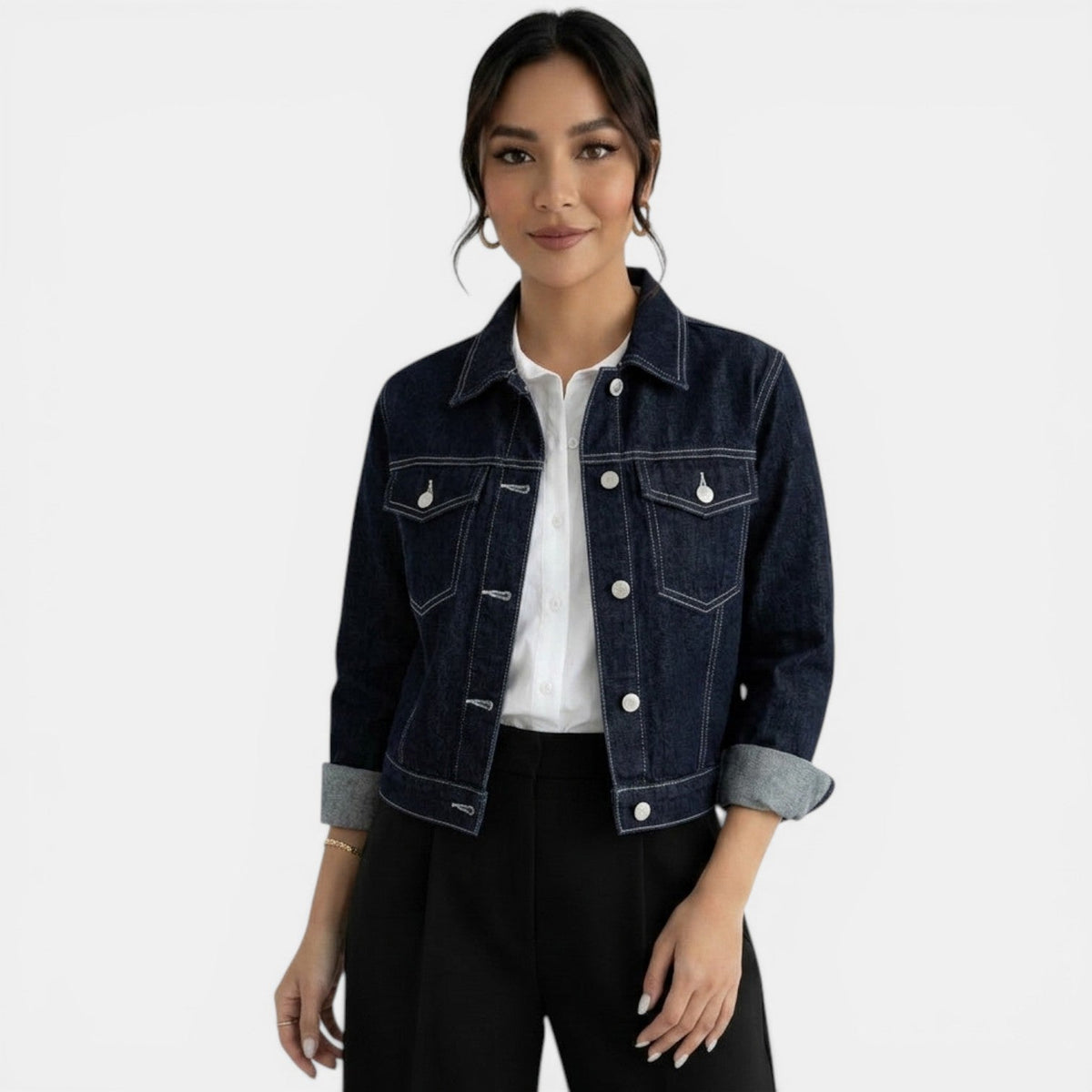 Bree | Cropped Button-Front Denim Jacket