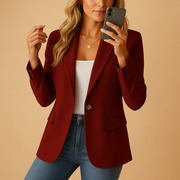 Edurne | Tailored Stretch Single-Button Blazer in White