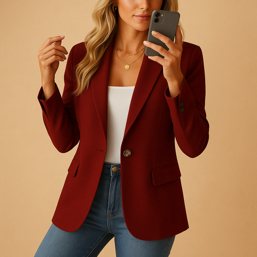 Edurne | Tailored Stretch Single-Button Blazer in White