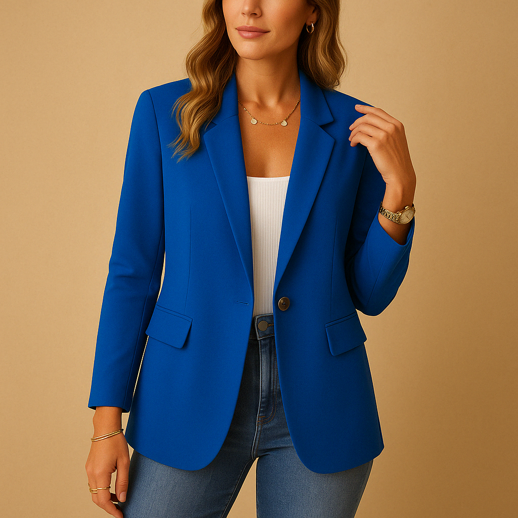 Edurne | Tailored Stretch Single-Button Blazer in Pink