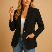Edurne | Tailored Stretch Single-Button Blazer in Pink