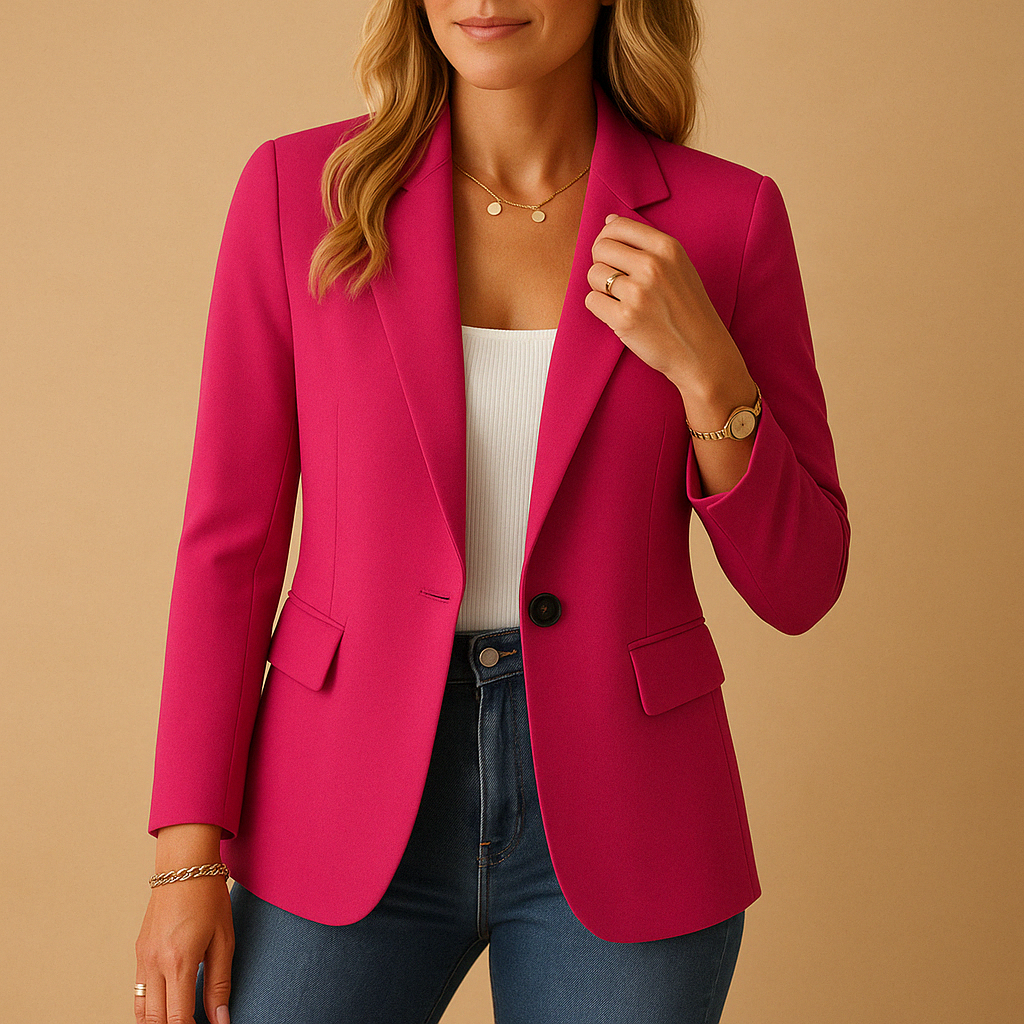 Edurne | Tailored Stretch Single-Button Blazer in White