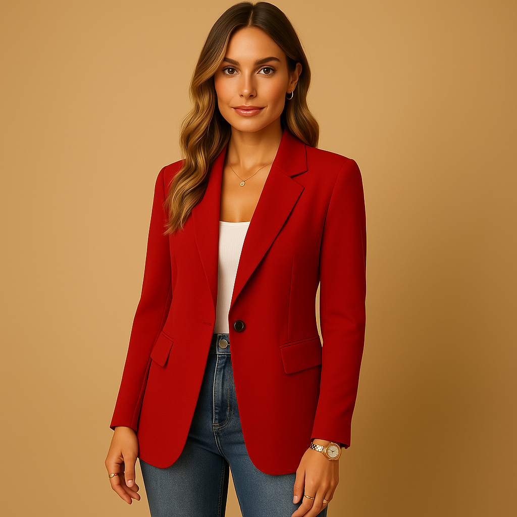 Edurne | Tailored Stretch Single-Button Blazer in White