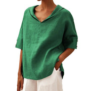Roshanda | Wide-Collar Short-Sleeve Blouse
