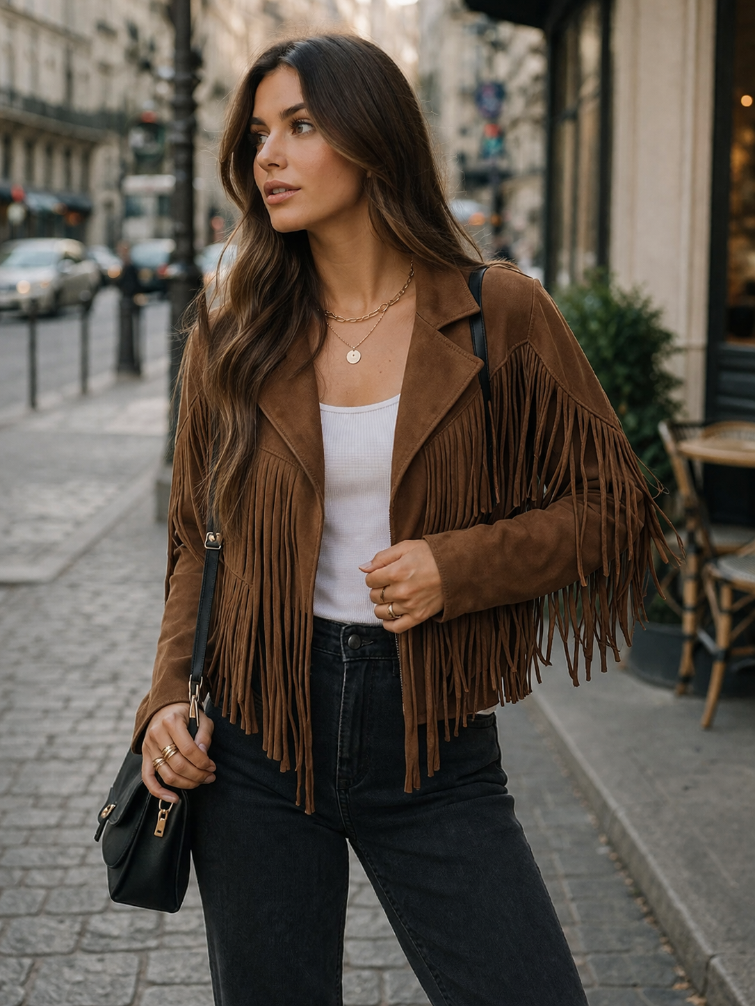 Shanelle | Fringed Open-Front Gilet