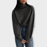 Women's jumper with a high neckline, contrasting trim and long sleeves