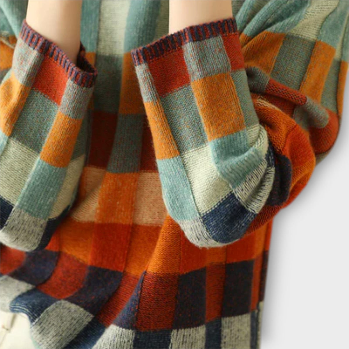 Erika | Colour-Block Turtleneck Jumper With Diamond Pattern
