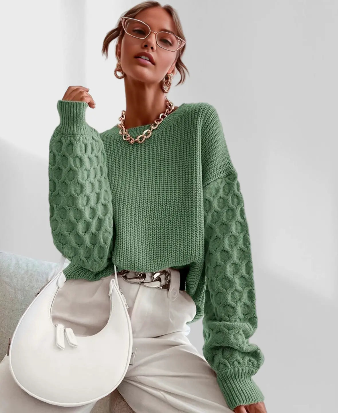 Gladis | Textured-Sleeve Jumper