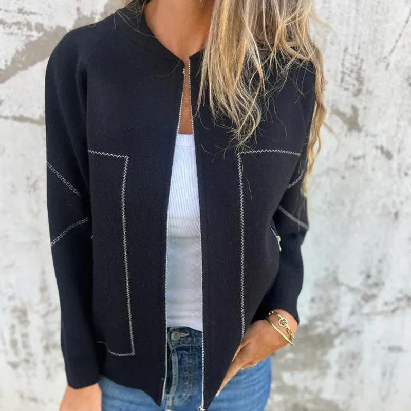 Nayeli | Contrast-Trim Zip Jacket
