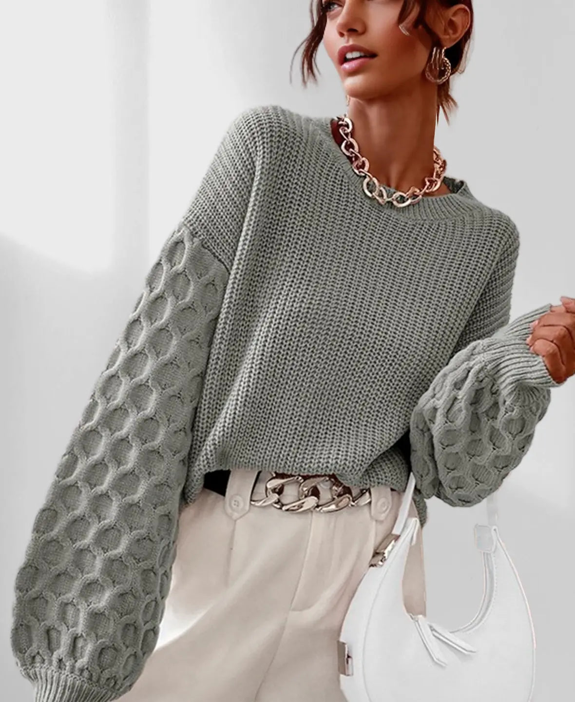Gladis | Textured-Sleeve Jumper