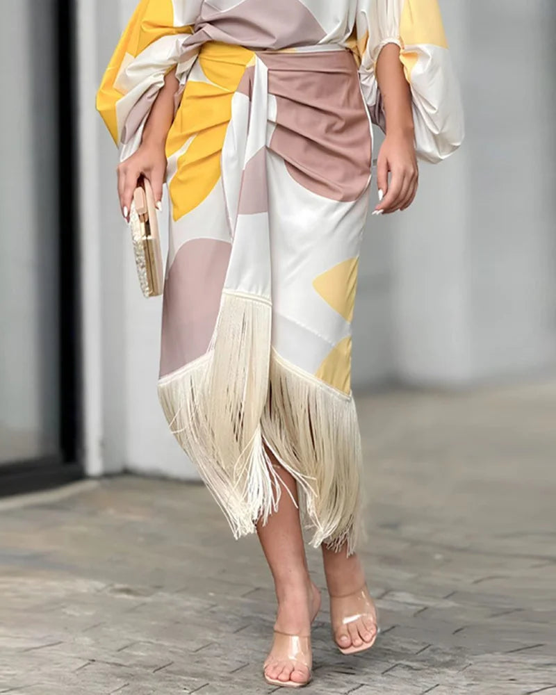 SERENA | PRINTED FRINGED CO-ORD SET