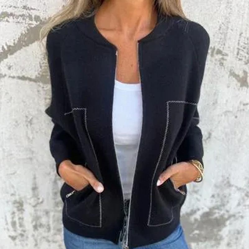 Nayeli | Contrast-Trim Zip Jacket