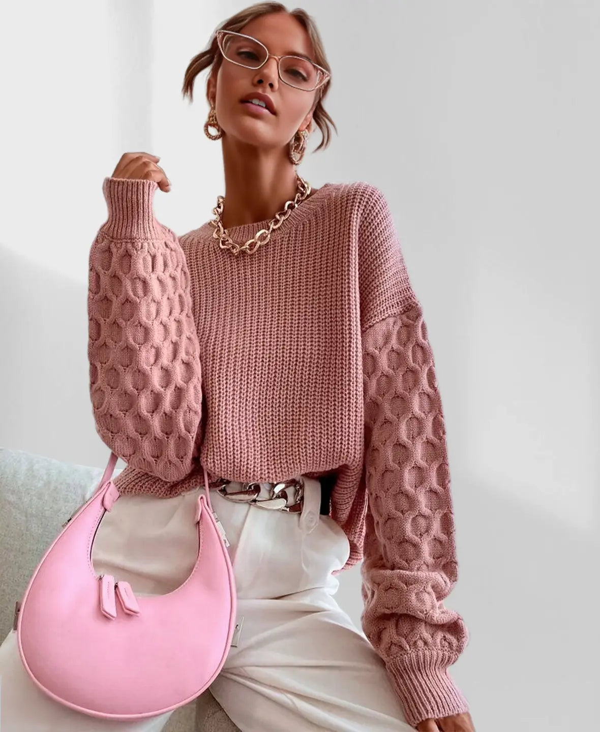 Gladis | Textured-Sleeve Jumper