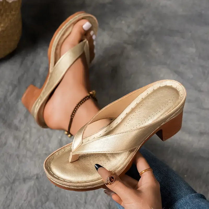 LEONA | BLOCK-HEEL SLIP-ON SANDALS