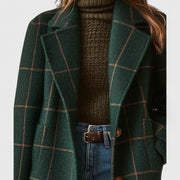 Evadne | Classic Green Check Tailored Coat in Dark Green