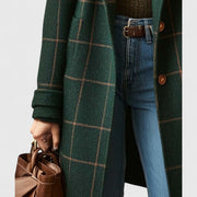 Evadne | Classic Green Check Tailored Coat in Dark Green