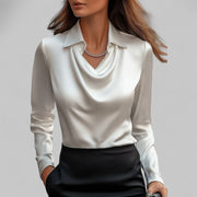 Kamie | Collared Cowl-Neck Blouse