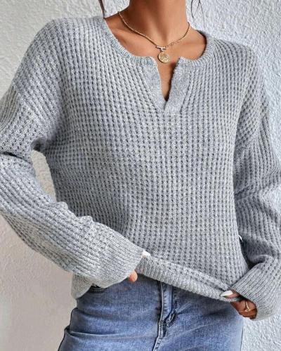 Anyssa | Notch-Neck Ribbed Jumper