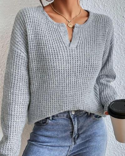 Anyssa | Notch-Neck Ribbed Jumper