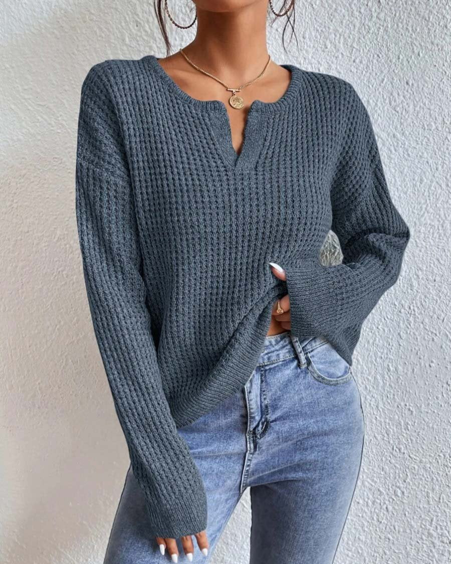 Anyssa | Notch-Neck Ribbed Jumper