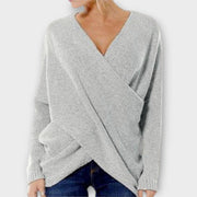 Women's jumper with a wrap-style front, a V-shaped neckline and long sleeves