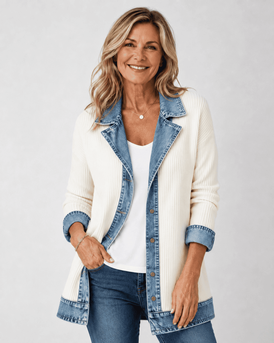 Sherlyn | Denim-Trim Lapel Jacket