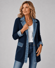 Sherlyn | Denim-Trim Lapel Jacket