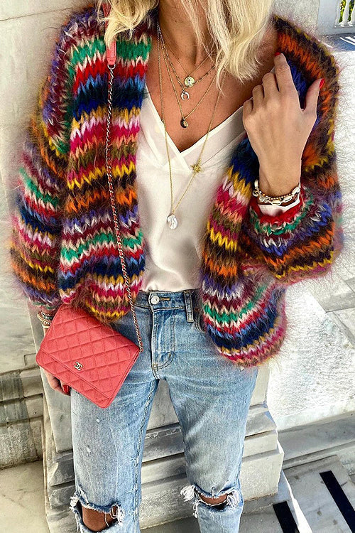 Lachelle | Multicoloured Open-Front Cardigan
