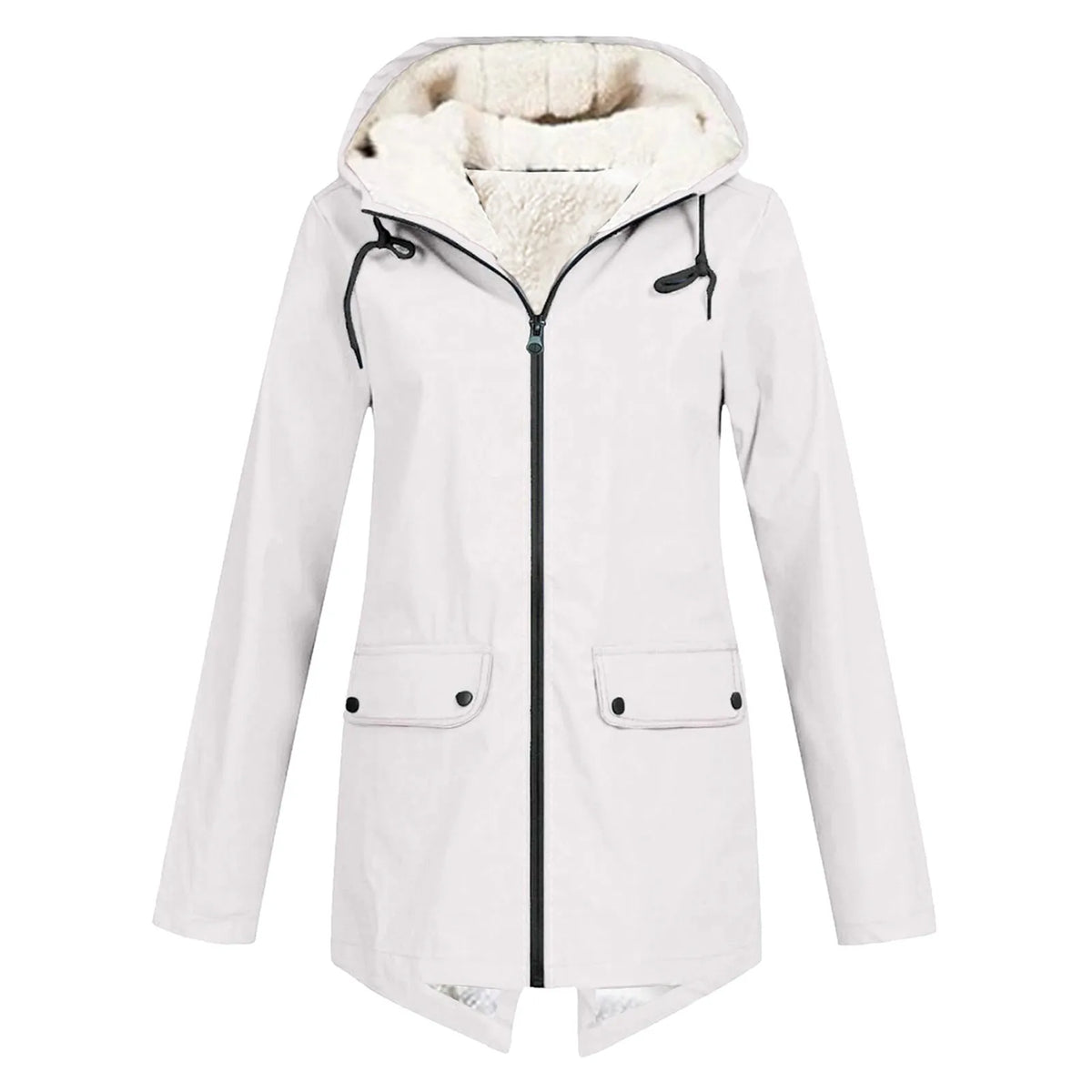 Women's parka with a contrasting lining, a hood and a front zip