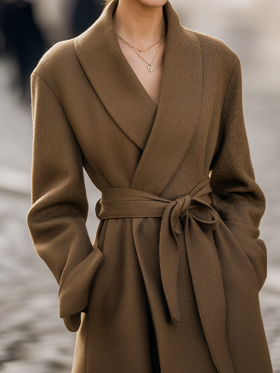 Reba | Belted Shawl-Collar Coat
