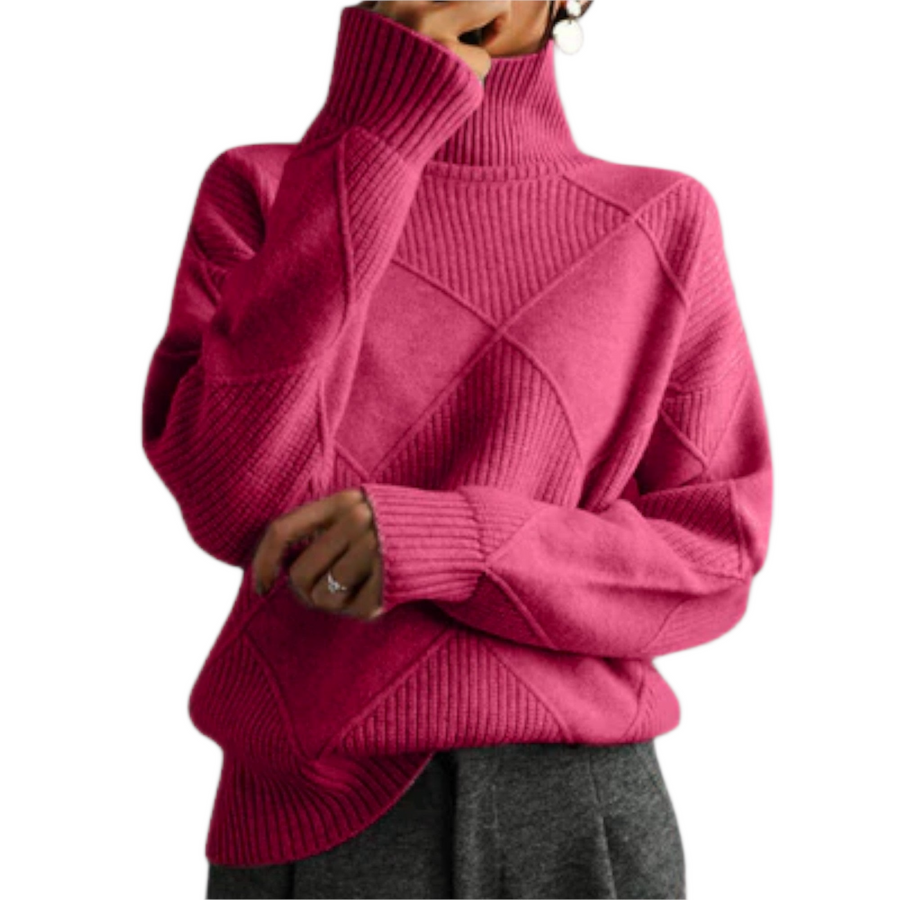 Women's jumper with a stand collar, contrasting panels and long sleeves