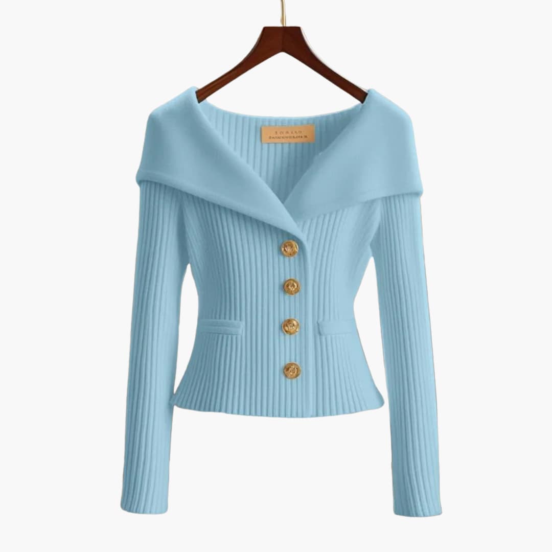 Donella | Foldover-Collar Button Cardigan