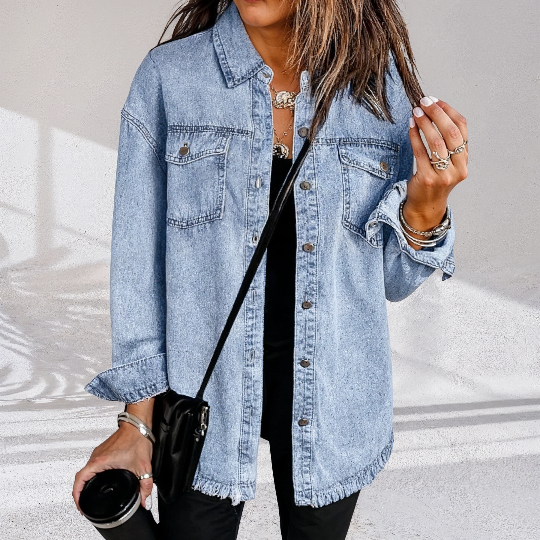 Uxue | Vintage Oversized Denim Jacket in Black