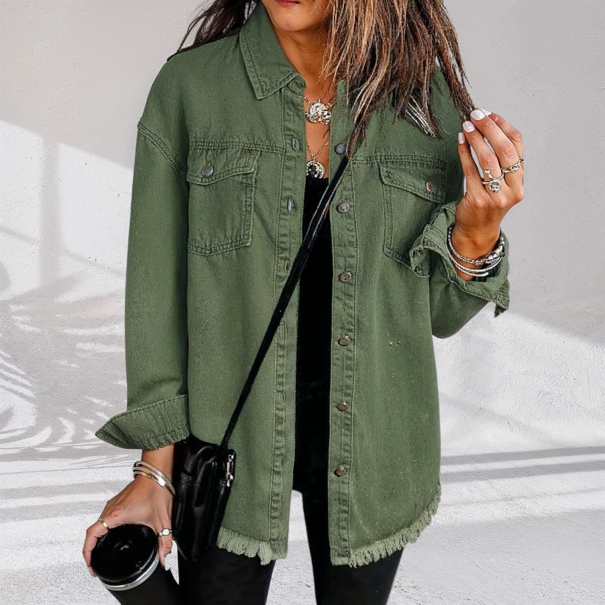 Uxue | Vintage Oversized Denim Jacket in Black